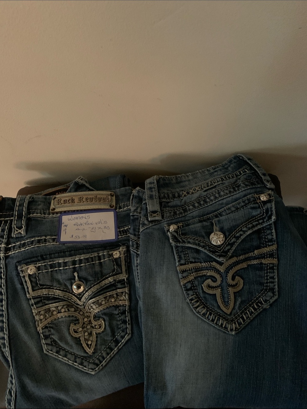 Rock Revival Medium Blue Embroidered Bootcut Jeans
